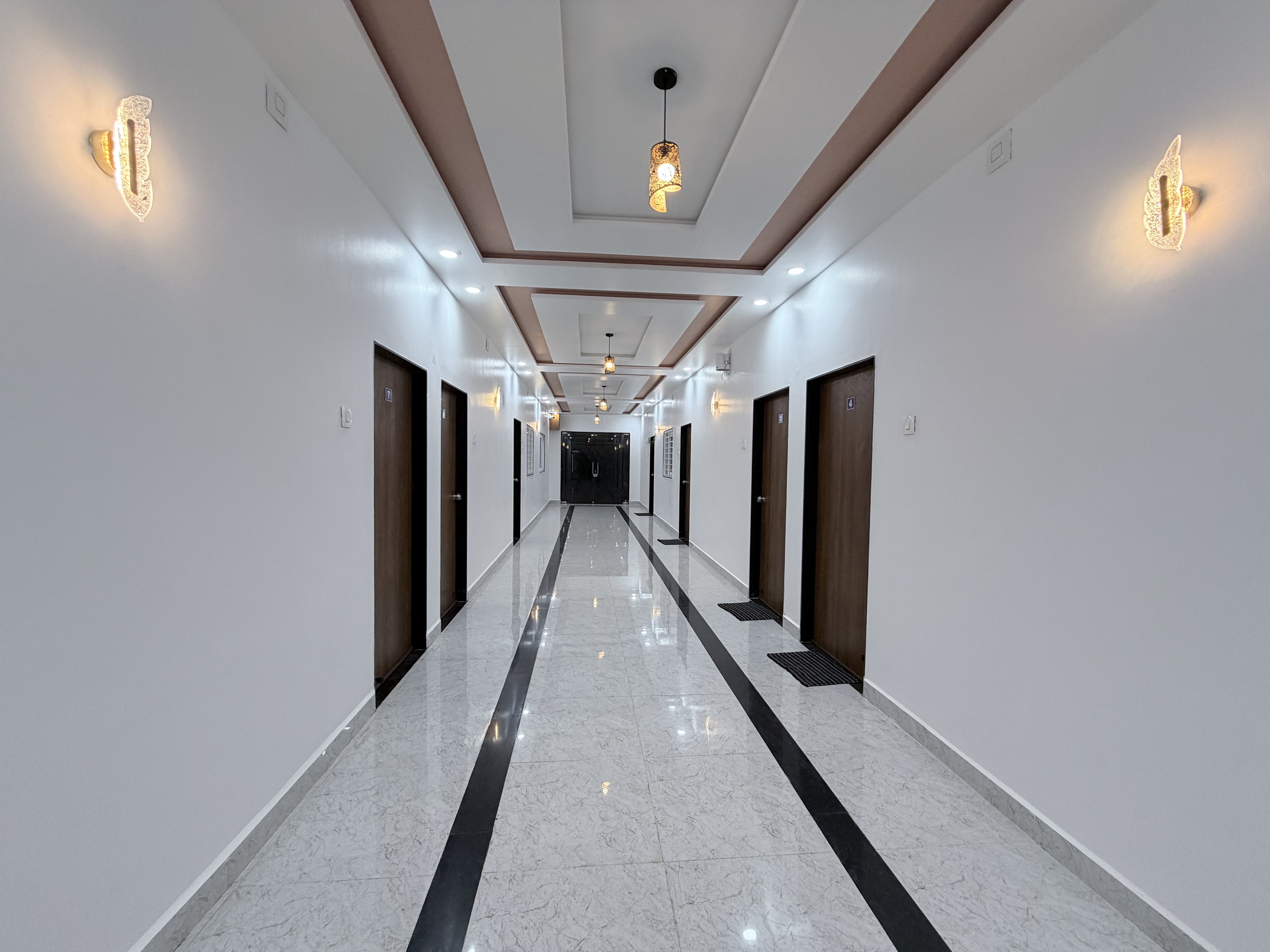 Keshav Residency hotel facade lit at night, Bhatiya, Devbhumi Dwarka